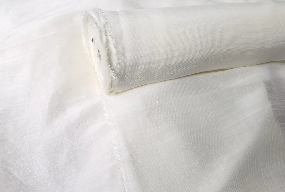 Mulberry Silk Linen Fabric White